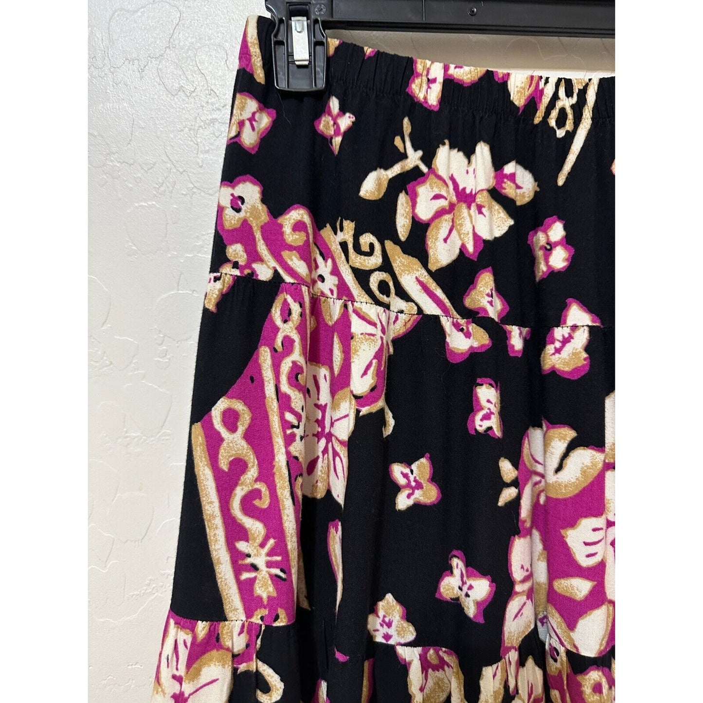 Y2K Womans Floral Tiered Midi Skirt Sz M Fairygrunge Whimsigoth Western Festival