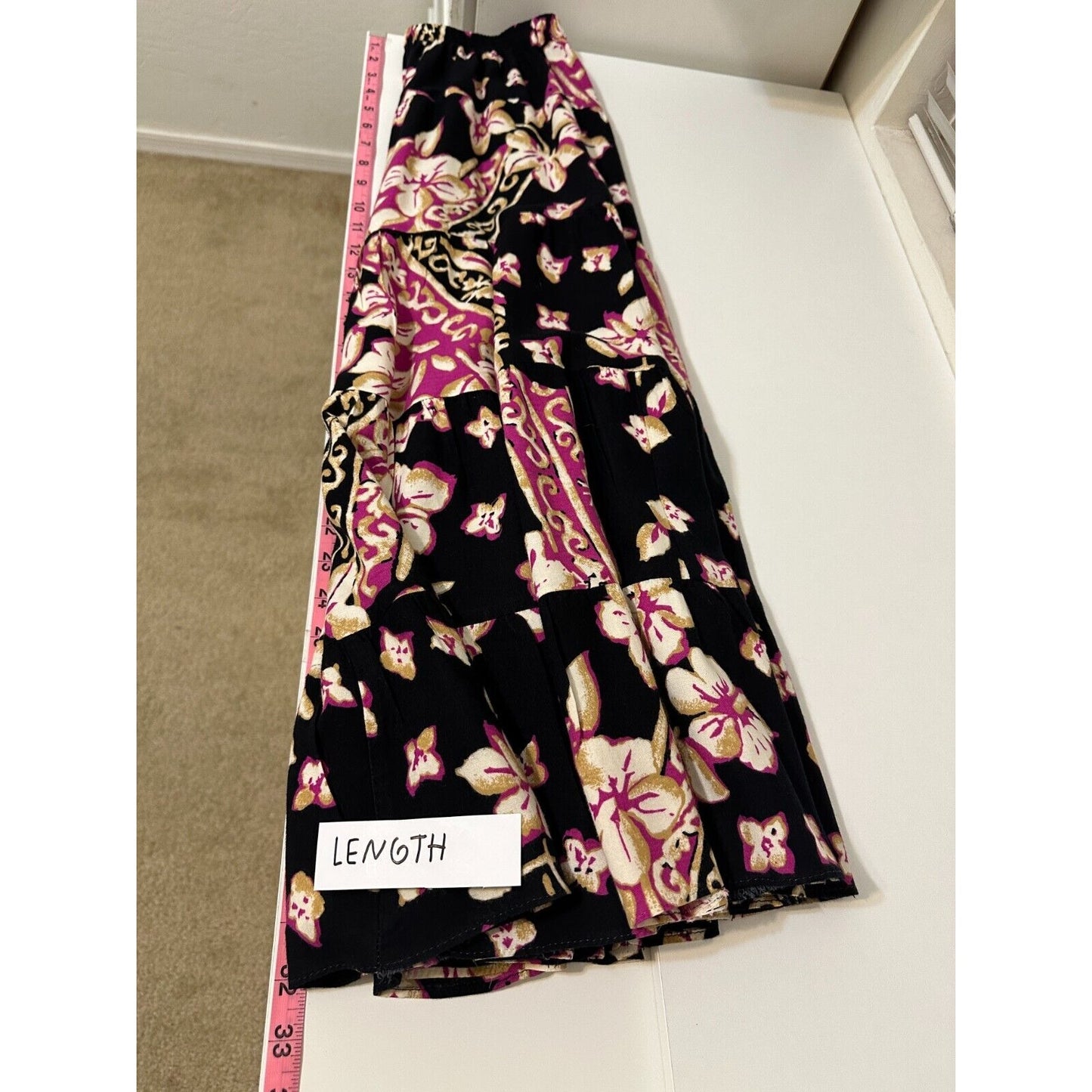 Y2K Womans Floral Tiered Midi Skirt Sz M Fairygrunge Whimsigoth Western Festival