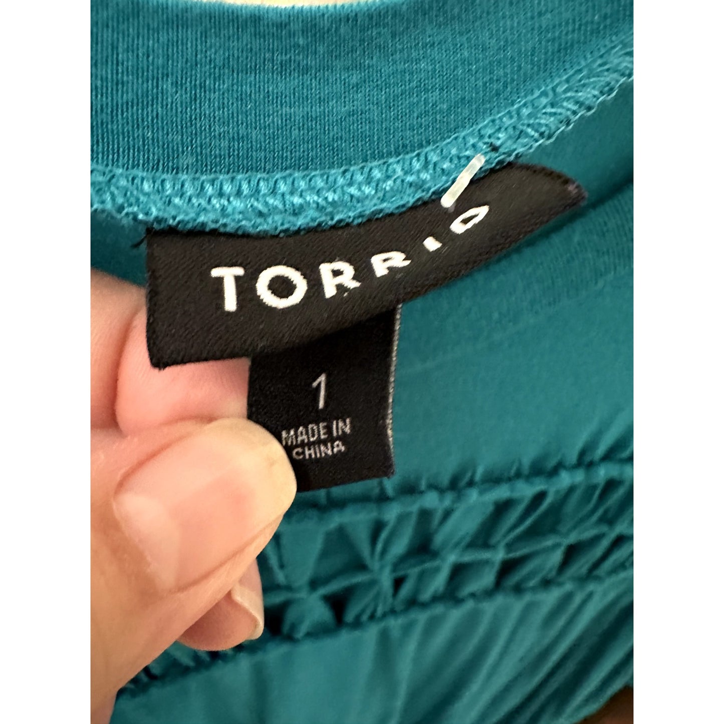 Torrid Womans Top Size 1X Blue Boho Beachy Casual Slouchy Office Short Sleeve