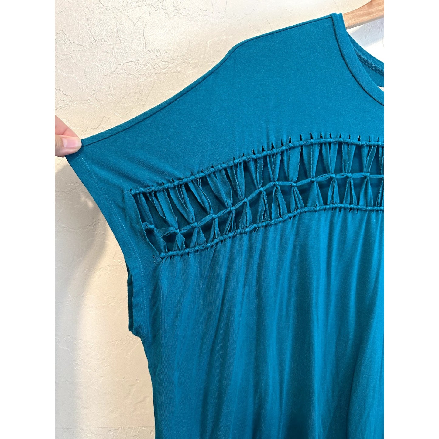 Torrid Womans Top Size 1X Blue Boho Beachy Casual Slouchy Office Short Sleeve