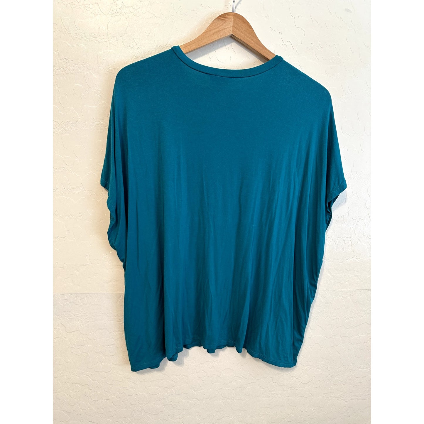 Torrid Womans Top Size 1X Blue Boho Beachy Casual Slouchy Office Short Sleeve