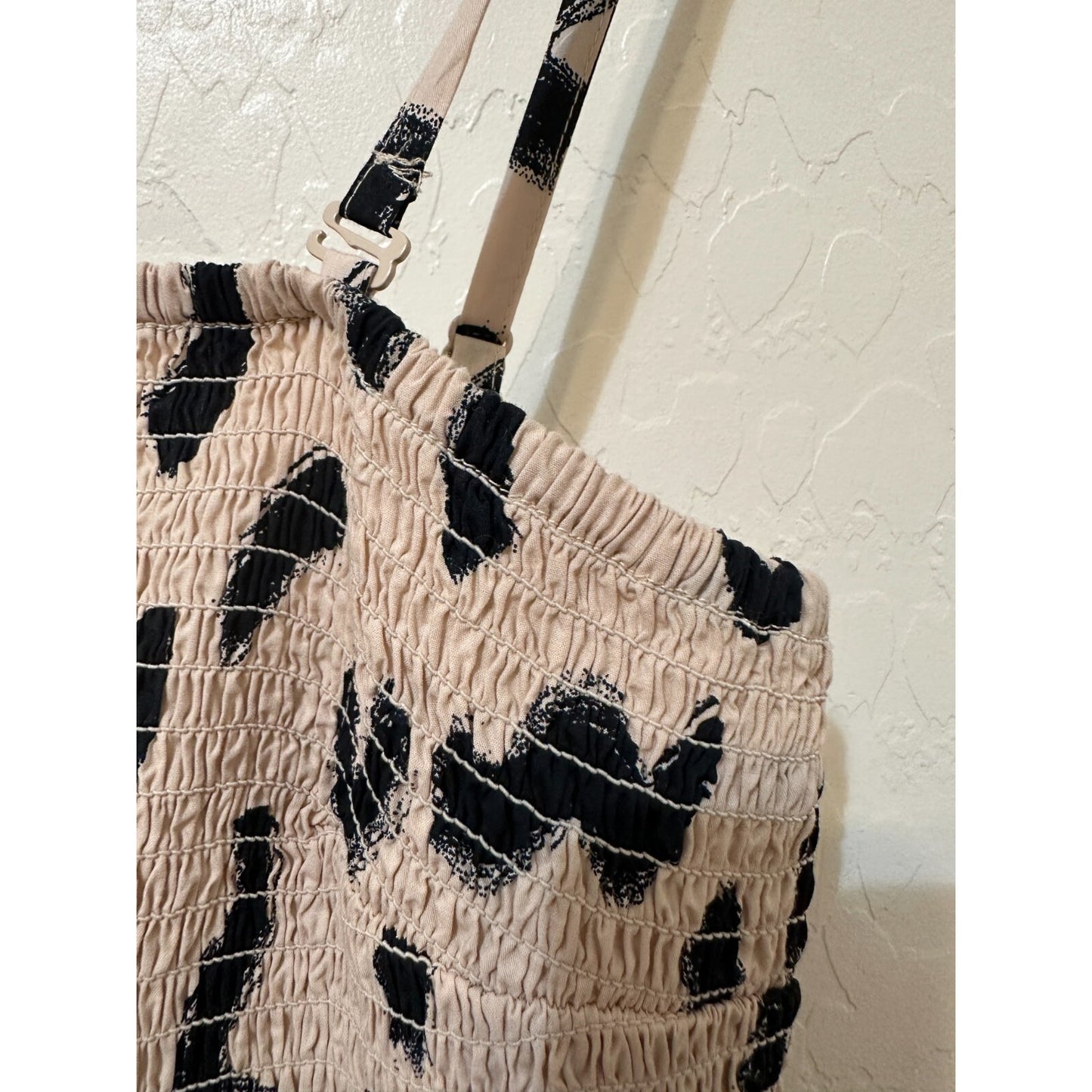 A New Day Woman Animal Print Smocked Midi Dress Sz S Boho Western Travel Resort