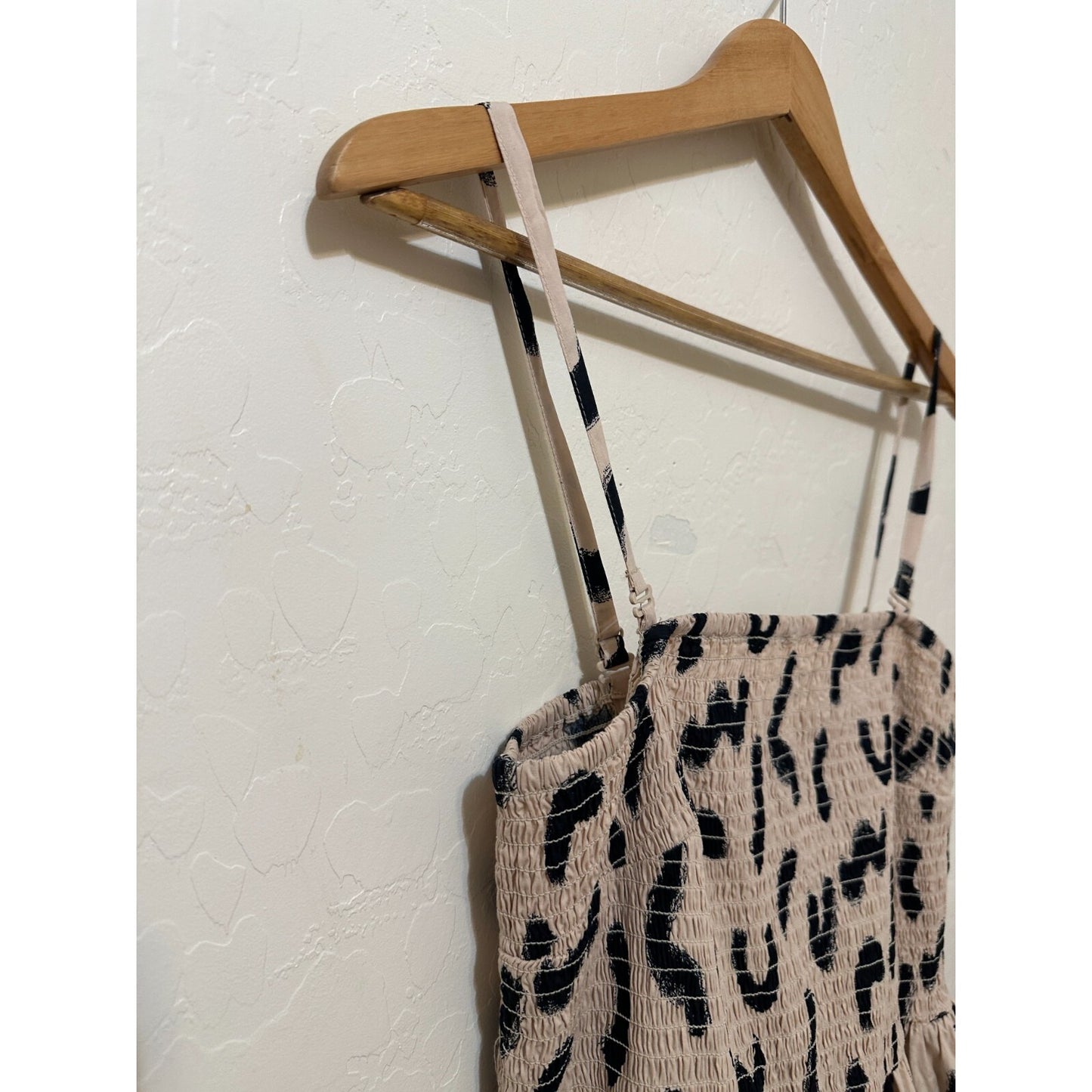 A New Day Woman Animal Print Smocked Midi Dress Sz S Boho Western Travel Resort