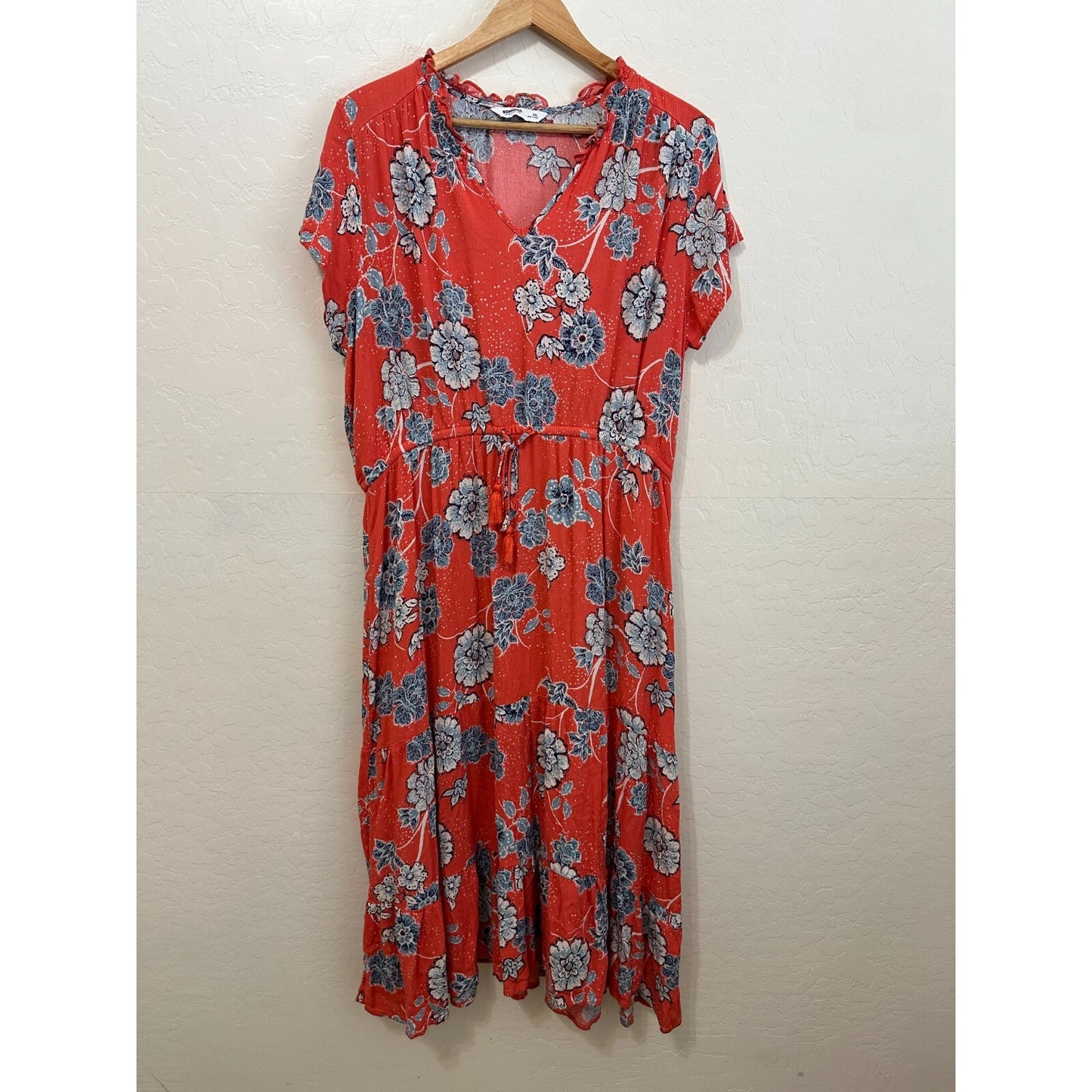 Boho Beachy Vacay Sonoma Womans Floral Maxi Dress SZ 2X Hawaiian Resort Travel