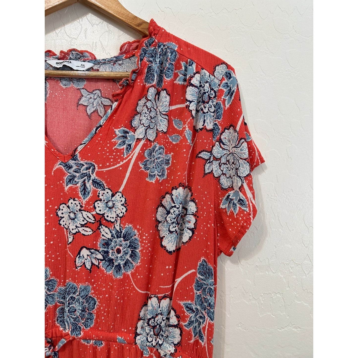 Boho Beachy Vacay Sonoma Womans Floral Maxi Dress SZ 2X Hawaiian Resort Travel