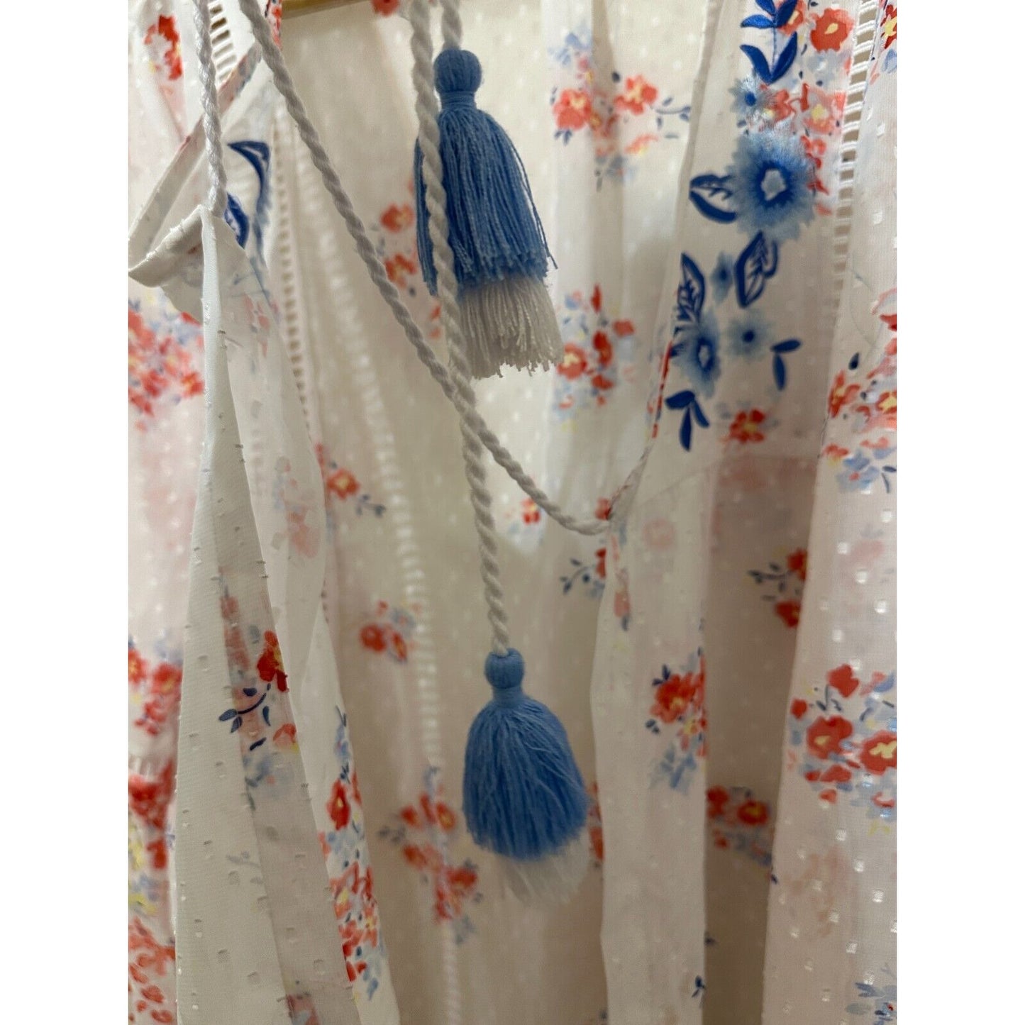 Y2K Boho Western Open Front Cardigan Sz 2X Balloon Sleeves Floral Beachy Travel