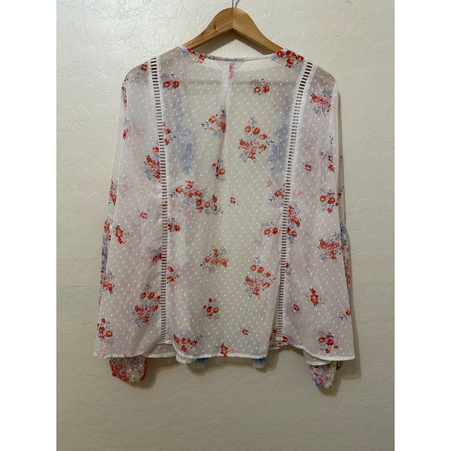 Y2K Boho Western Open Front Cardigan Sz 2X Balloon Sleeves Floral Beachy Travel