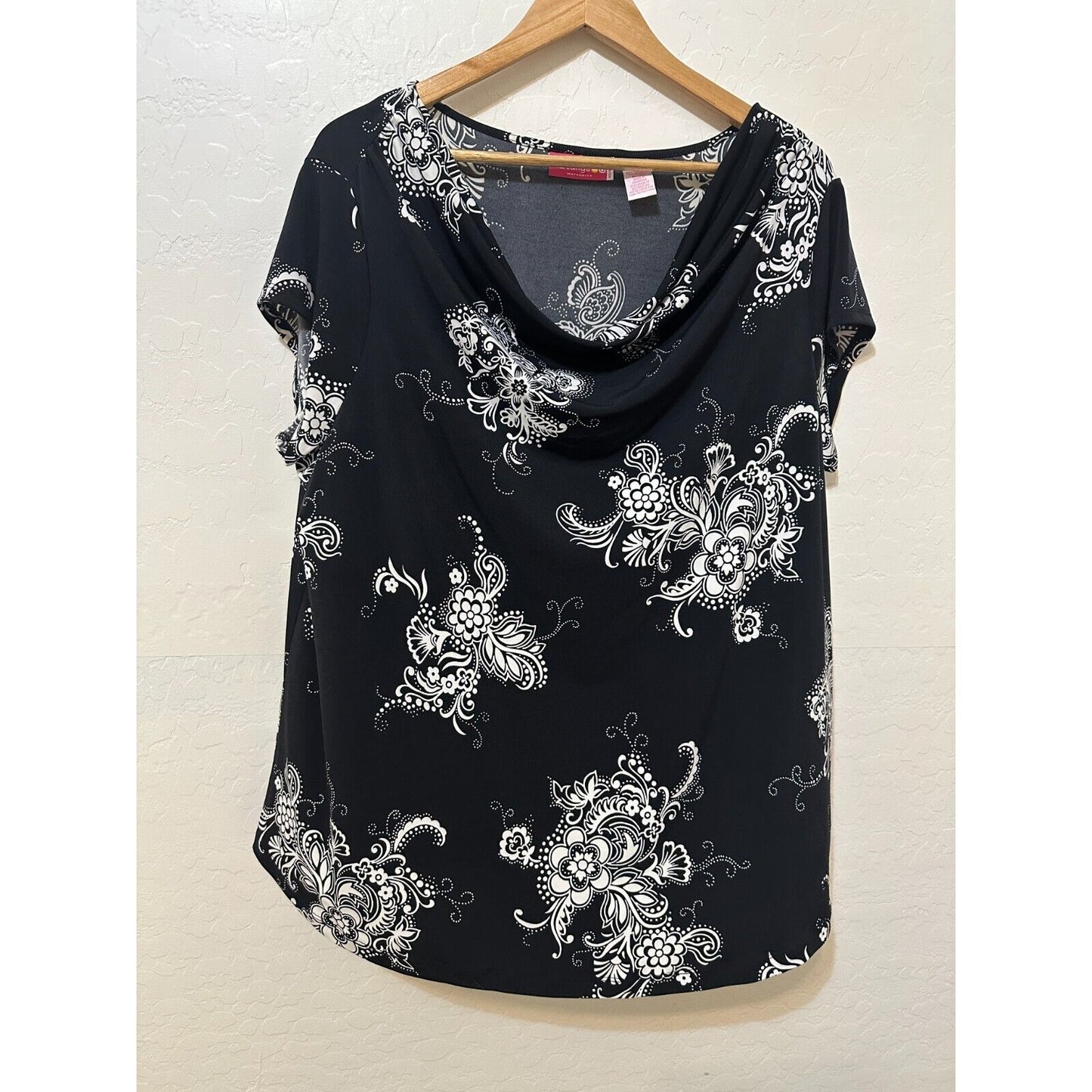 Y2K Whimsigoth Liz Lange Womans Maternity Top Size 2X Cowl Neck Grunge Floral