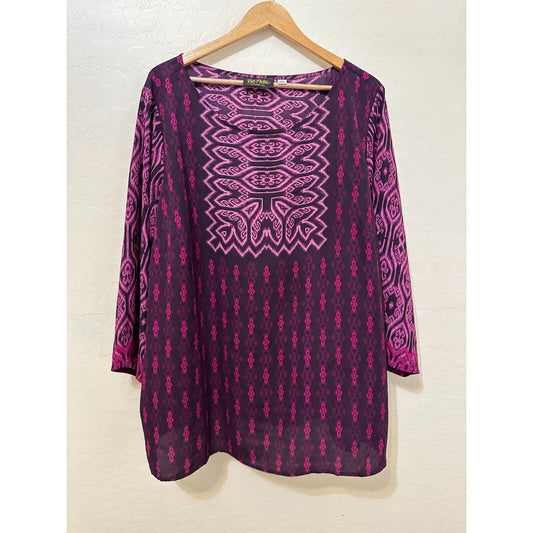 Bob Mackie Woman Aztec Print Tunic Size 2X Beachy Western Festival Resort Travel