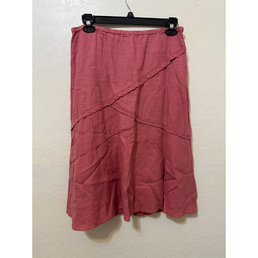 J. Jill Womans Embroidered Linen Midi Skirt Size M Boho Western Hippie Festival