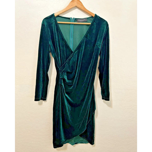 Womans Velvet Emerald Green Mini Dress Size L Whimsigoth Vampire Event Prom Gala