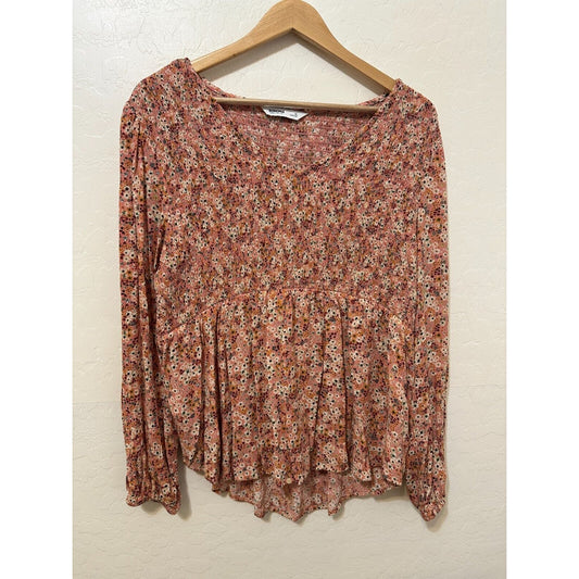 Sonoma Womans Floral Smocked Top Size XL Boho Cottagecore Festival Hippie Y2K