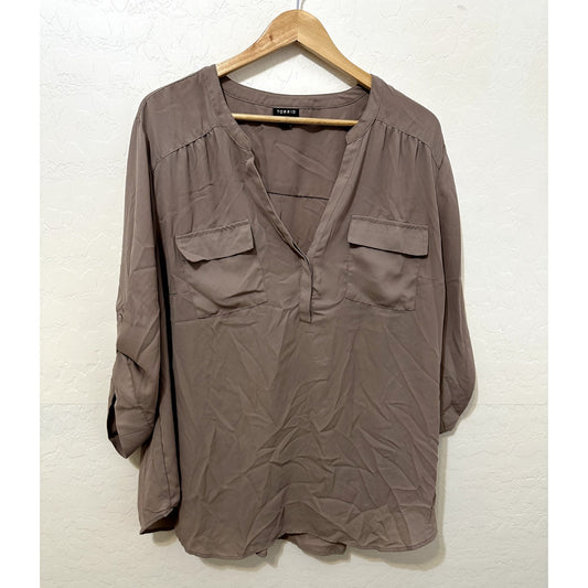 Torrid Womans Top Size 3X Roll Tab Sleeve Career Office Work Corporate Casual