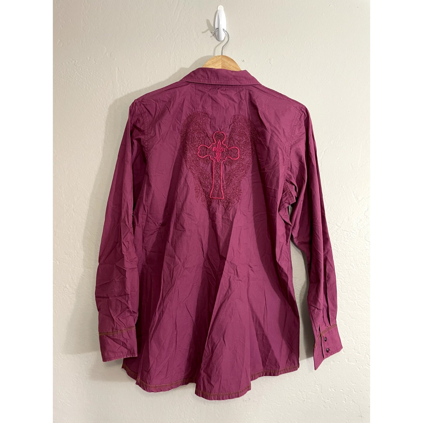 Rock 47 By Wrangler Womans Button Up Long Sleeve Top Sz XL Cowboy Western Ranch