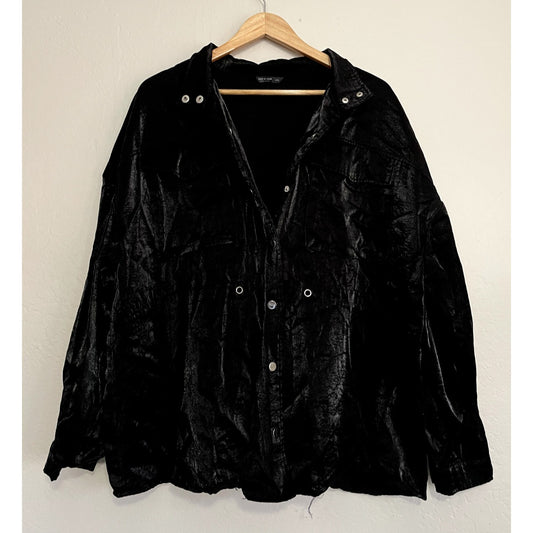 Shein Curve Womans Sheen Jacket Size 4XL Button Up Gothcore Grunge Classic