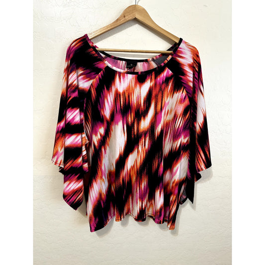 Worthington Womans Rainbow Top Size XL Festival Whimsigoth Tropical Y2K Edgy