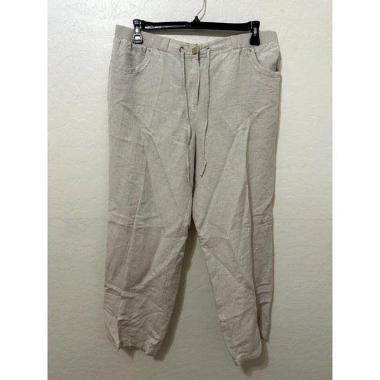 JM Collection Womans Linen Trousers Size XL Beachy Lagenlook Quiet Luxury Vacay