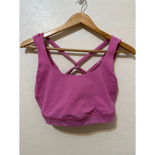 Lululemon Pink Sports Bra Size M Active Workout Yoga Gym Running Scoop Neck