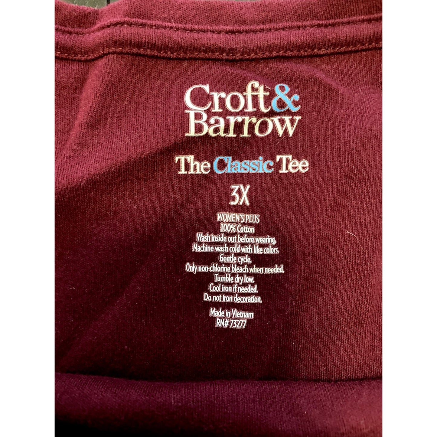 Catherines Womens Long Sleeve Christmas T Shirt Size 3X Maroon Winter Holiday