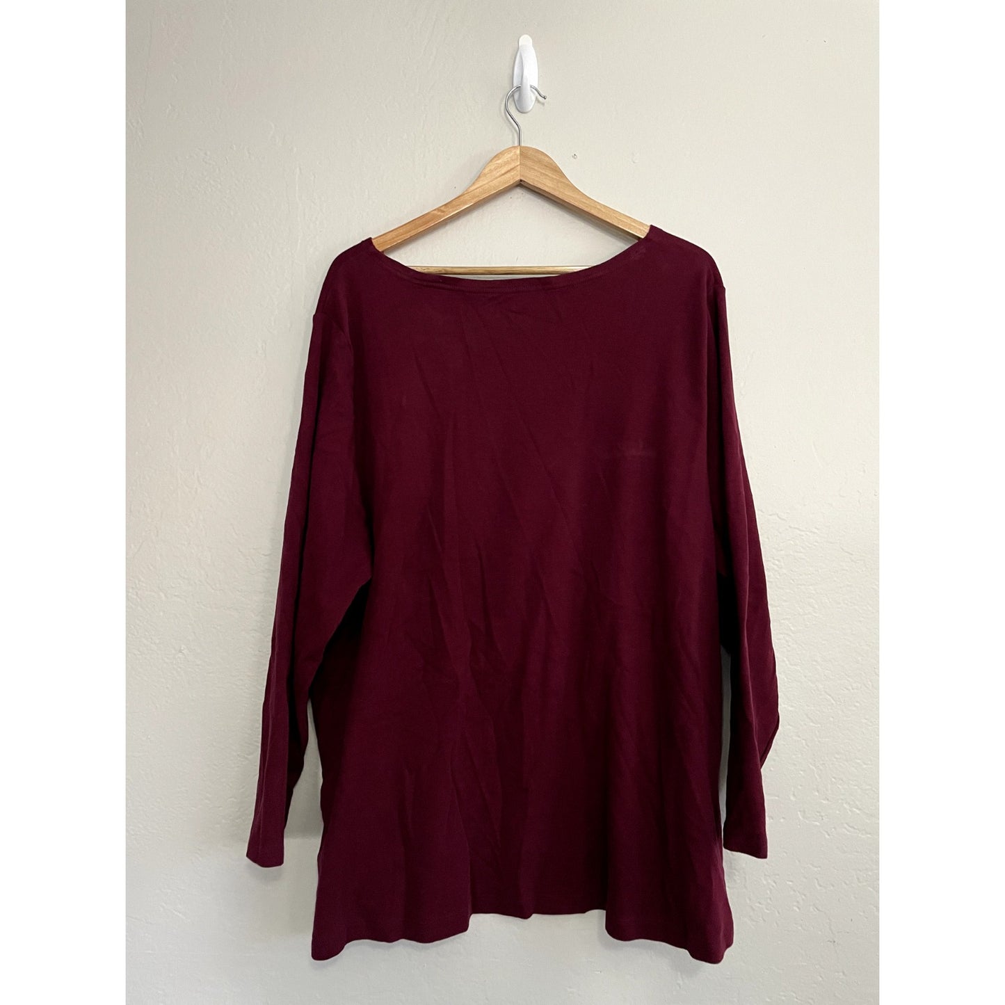 Catherines Womens Long Sleeve Christmas T Shirt Size 3X Maroon Winter Holiday