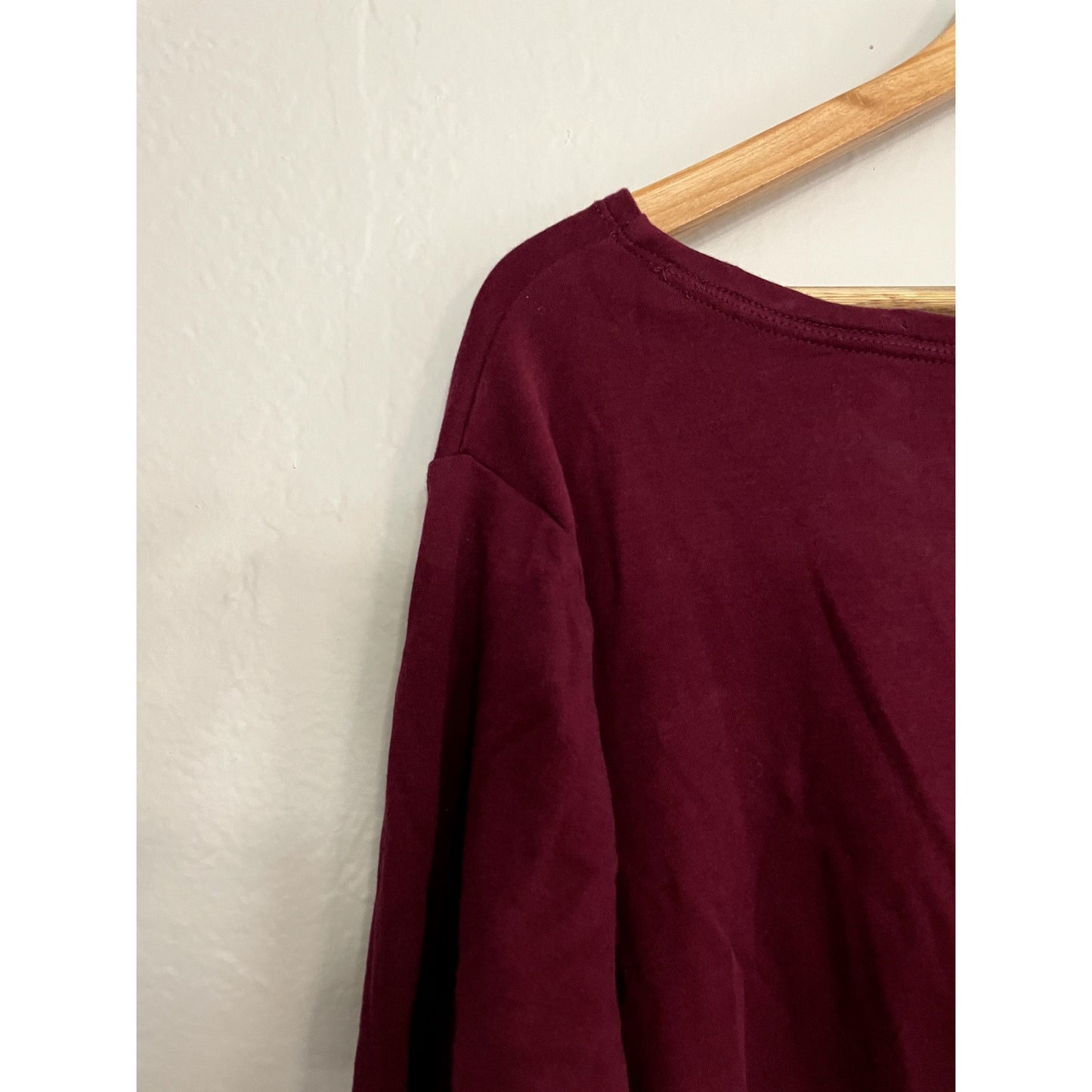 Catherines Womens Long Sleeve Christmas T Shirt Size 3X Maroon Winter Holiday