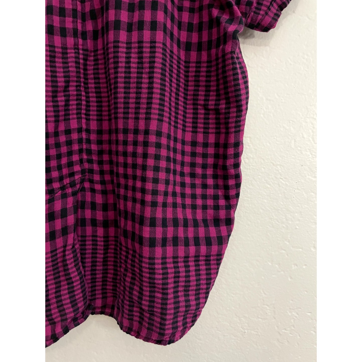 Beach Lunch Lounge Womans Long Lined Collared Top Size XL Punk Plaid Preppy Boho