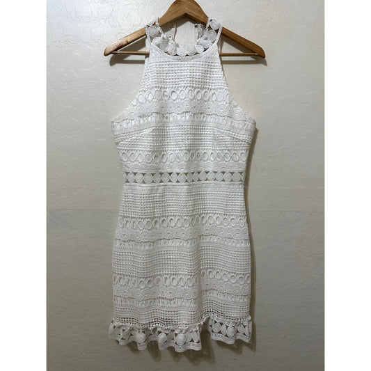 Two Sisters The Label Rivers Halter Mini Dress Sz 10 Crochet Lace Cottagecore