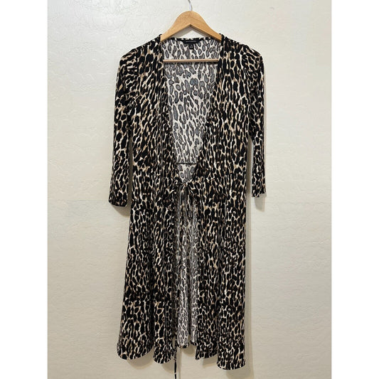 Banana Republic Woman Animal Print Robe Sz XS Boho Hippie 80s mob wife Old Money