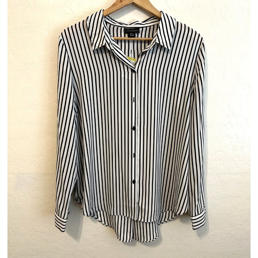 Metaphor Womans Striped Button Down Top Size XL  Career Retro Capsule Office NWT