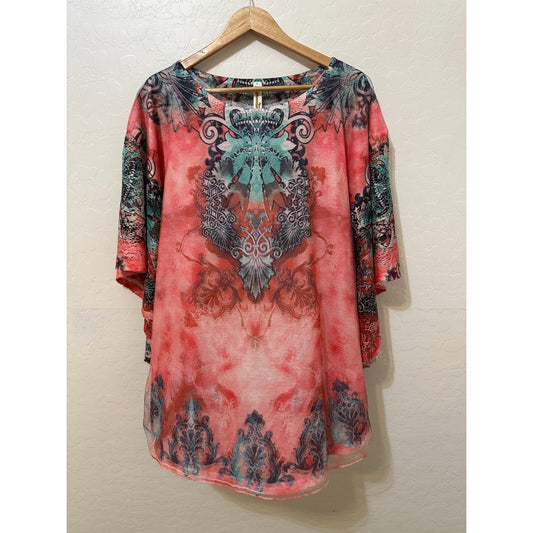 Y2K 90s Shoreline Woman Top Size 2X Festival Boho Hippie Western Indie Whimsical