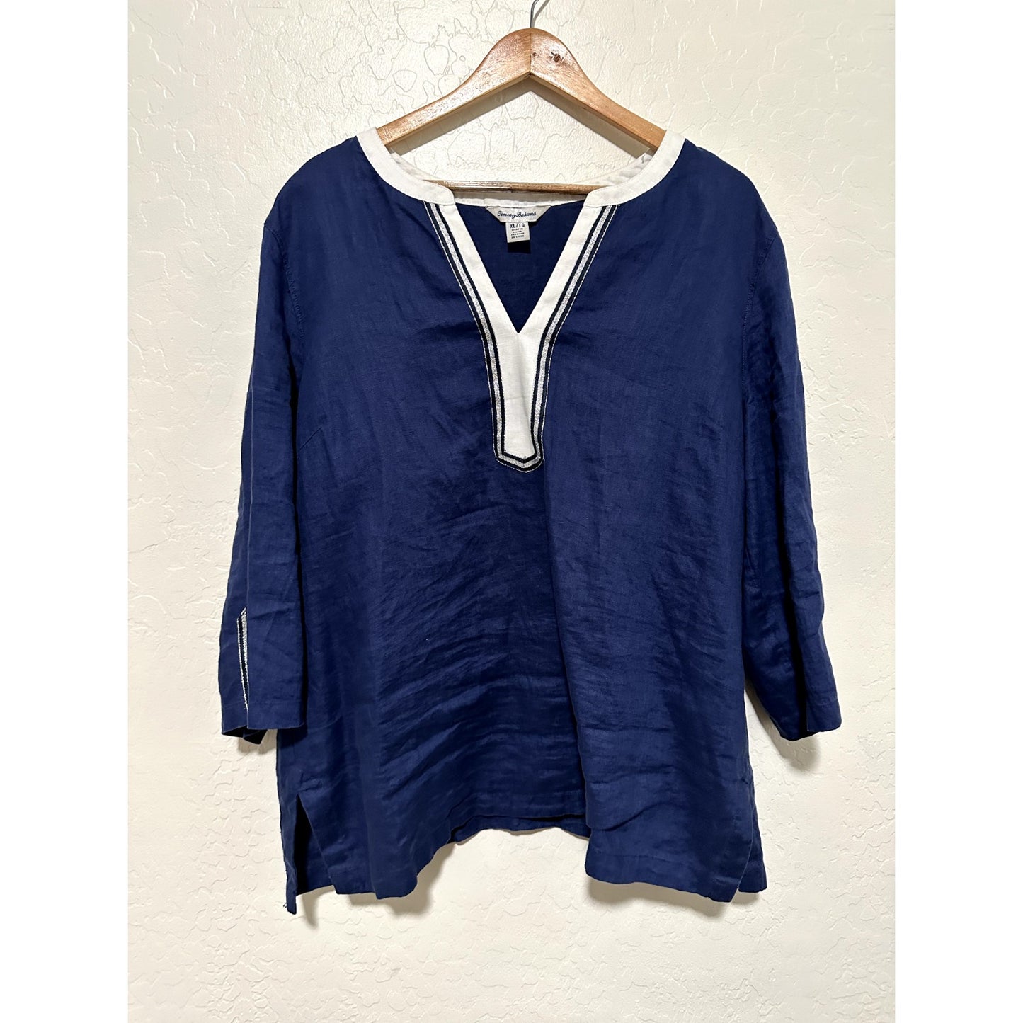 Tommy Bahama Woman's 100% Linen Tunic Top Size XL Beachy Summer Minimal Office
