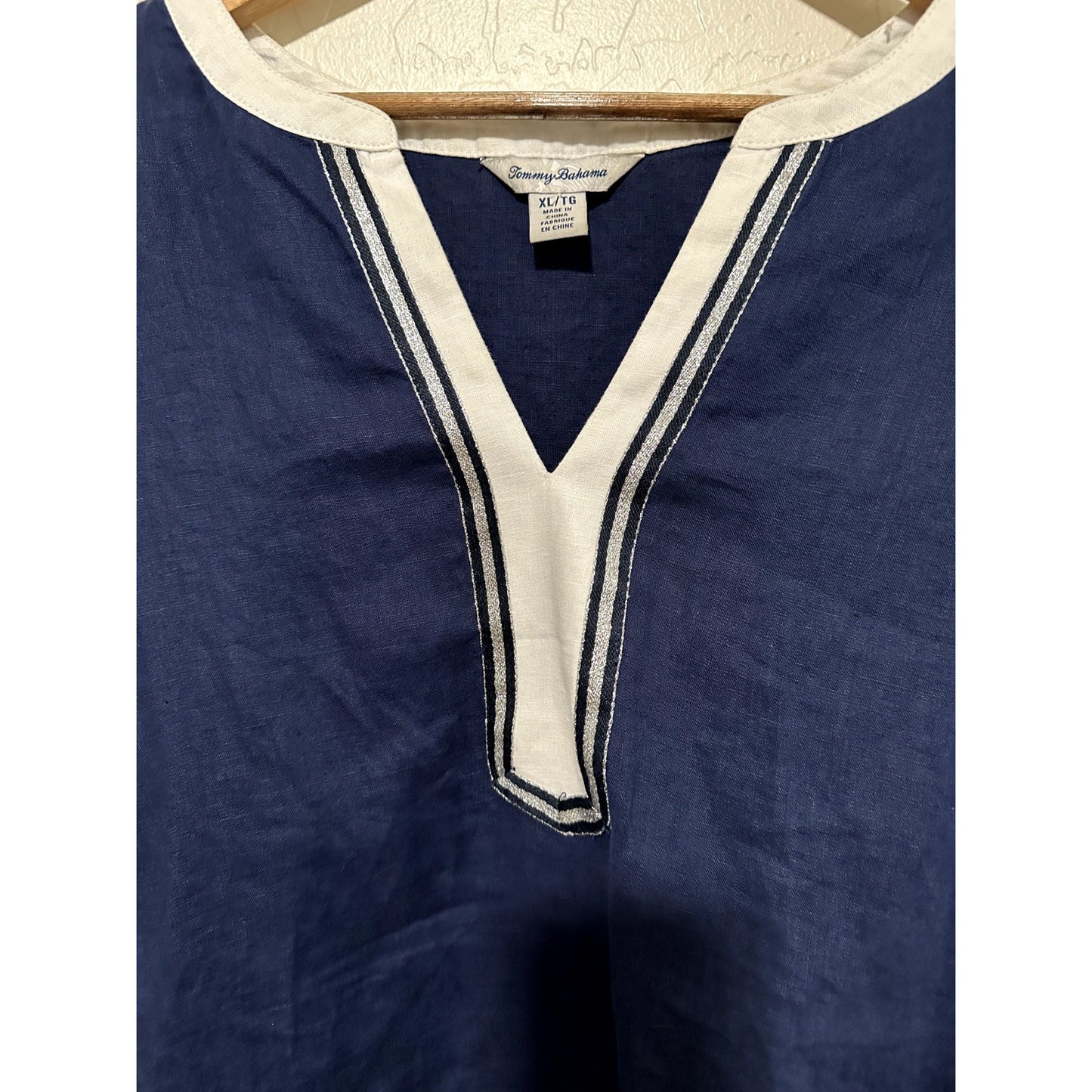 Tommy Bahama Woman's 100% Linen Tunic Top Size XL Beachy Summer Minimal Office