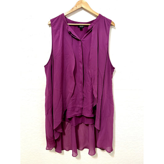 Ana Womans Purple Sleeveless Top Size 2X Layered Boho Whimsical Beachy Vacation