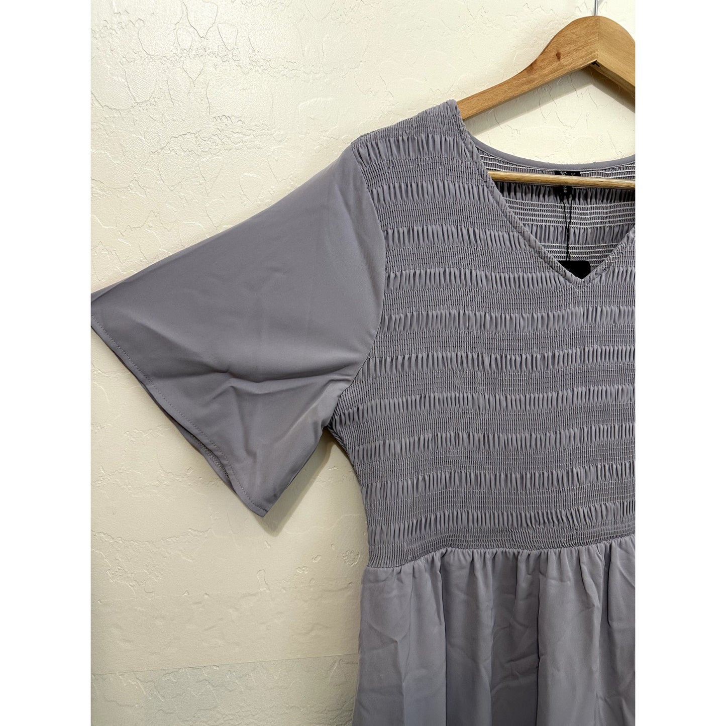 Womans Smocked Layered Maxi Dress Size XL Babydoll Boho Classic Minimal Event