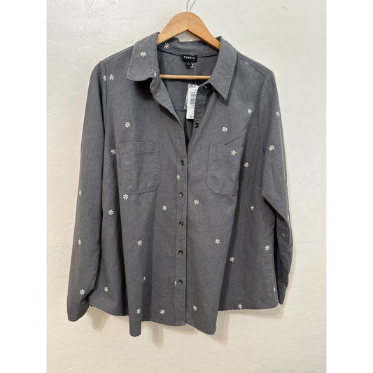 Torrid Womans Dainty Floral Print Button Up Size 1X Western Cowboy Boho Travel