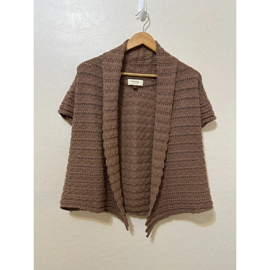 Sonoma Woman Cropped Crochet Cardigan Size L Boho Peasant Western Cowboy Preppy