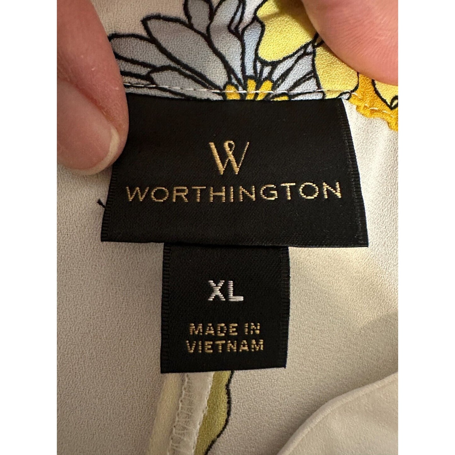 Worthington Womans Floral Sheer Top Size XL Bloomcore Boho Travel Hippie Office