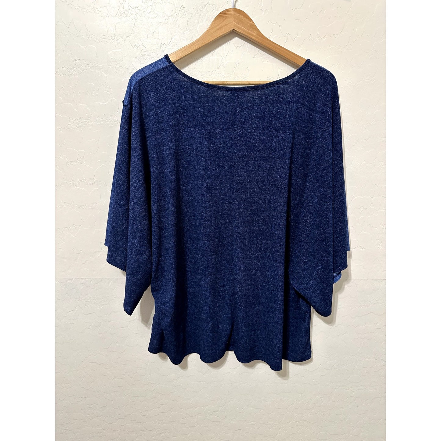 Cato Womans Top Size XL Lagenlook Minimal Artsy Boho Blue Quiet Luxury