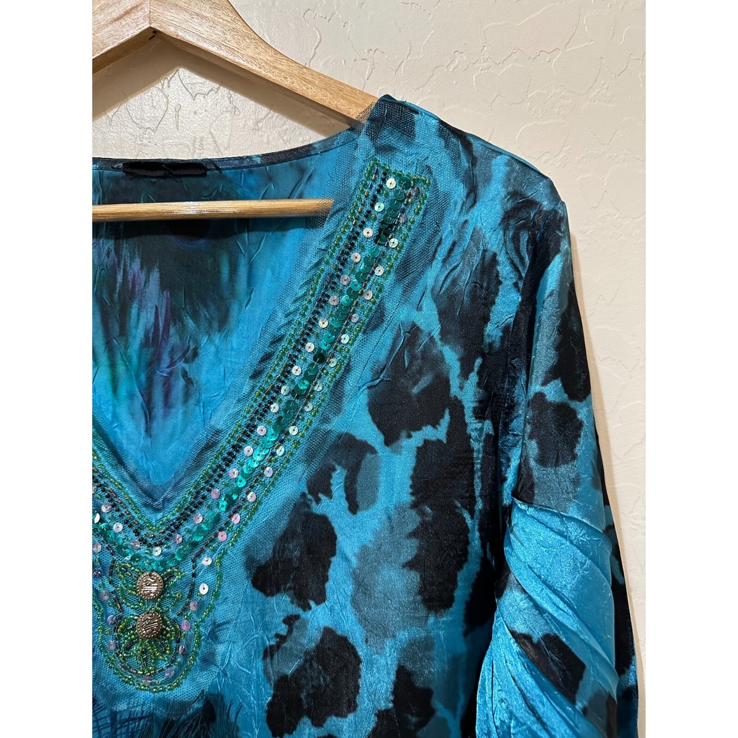 Y2K Womans Animal Print Top Size 2X Artsy Western Festival Beachy Resort Cruise