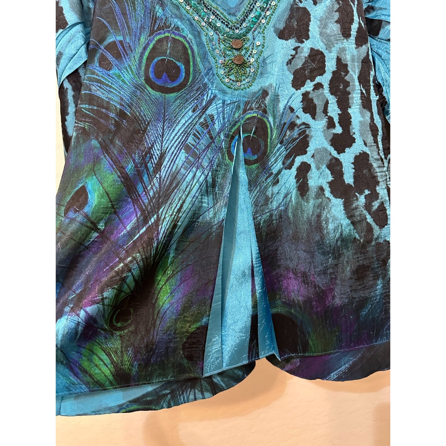 Y2K Womans Animal Print Top Size 2X Artsy Western Festival Beachy Resort Cruise