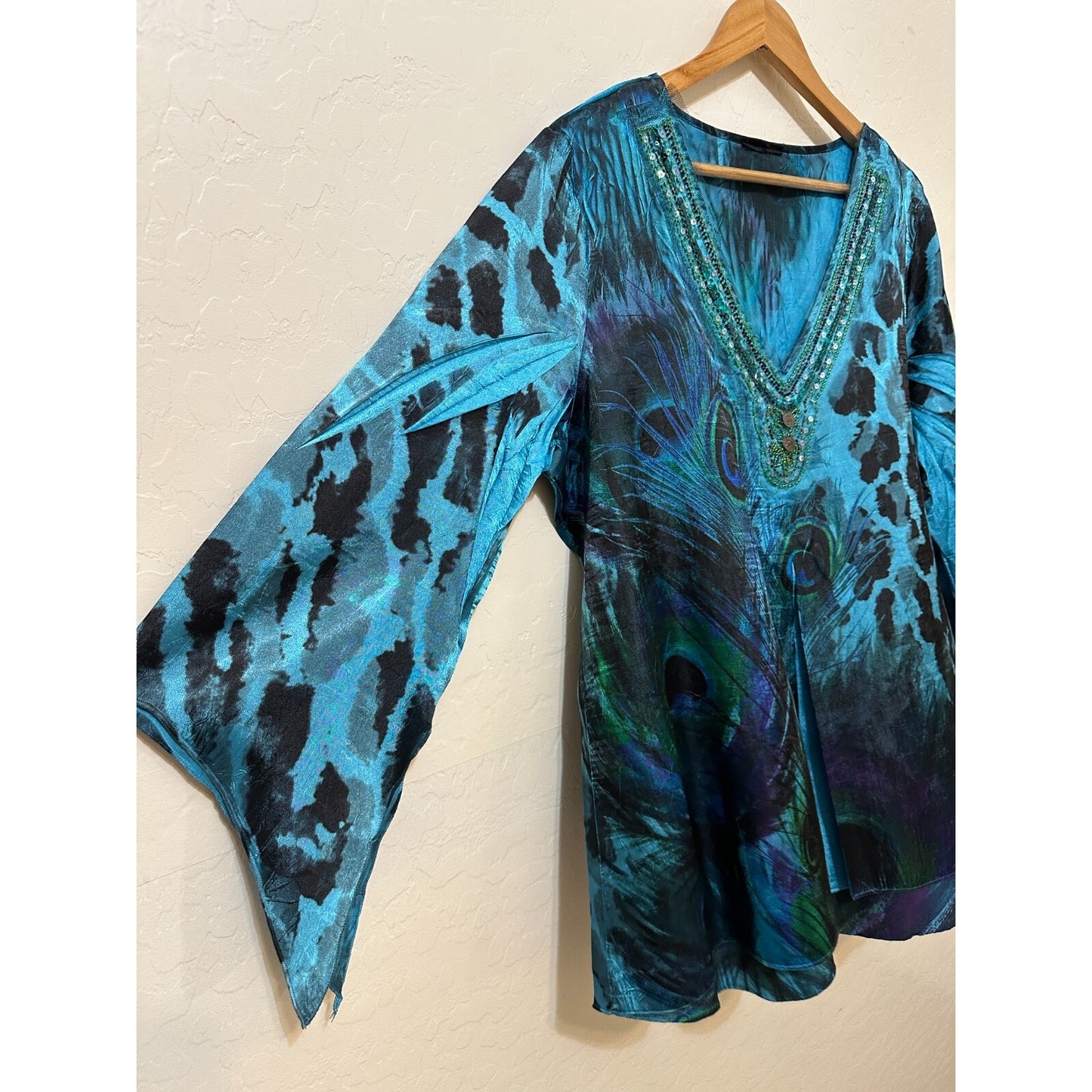 Y2K Womans Animal Print Top Size 2X Artsy Western Festival Beachy Resort Cruise