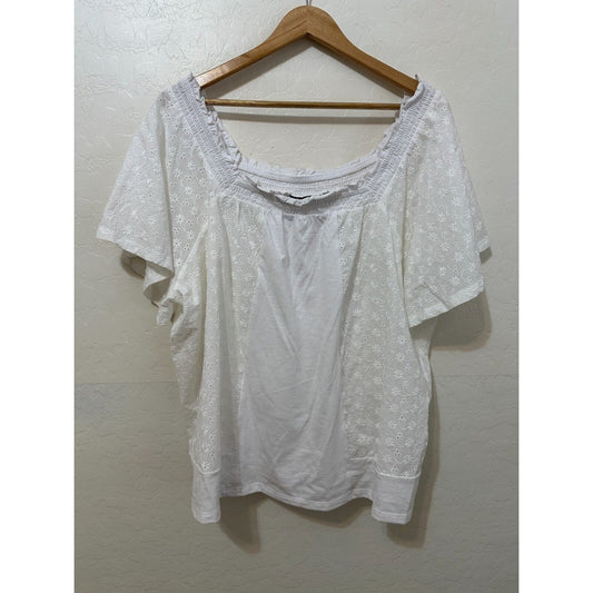 Lane Bryant Woman Floral Embroidered Top 22/24 Beachy Cottagecore Boho Western