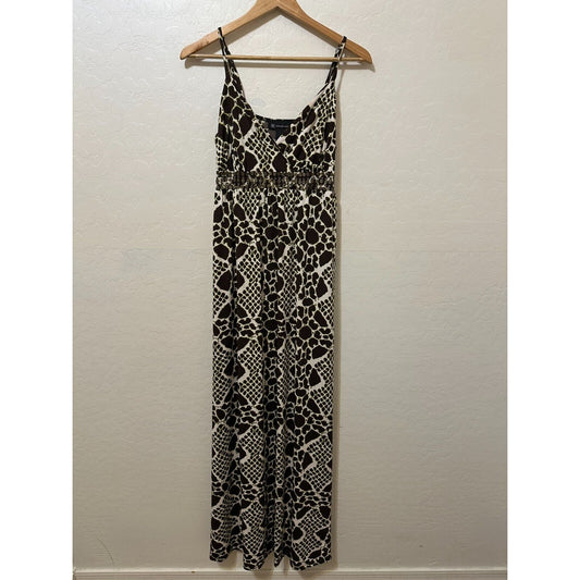 Vintage INC Womans Y2K Babydoll Maxi Dress SZ L Animal Print 70s Goblincore 90s