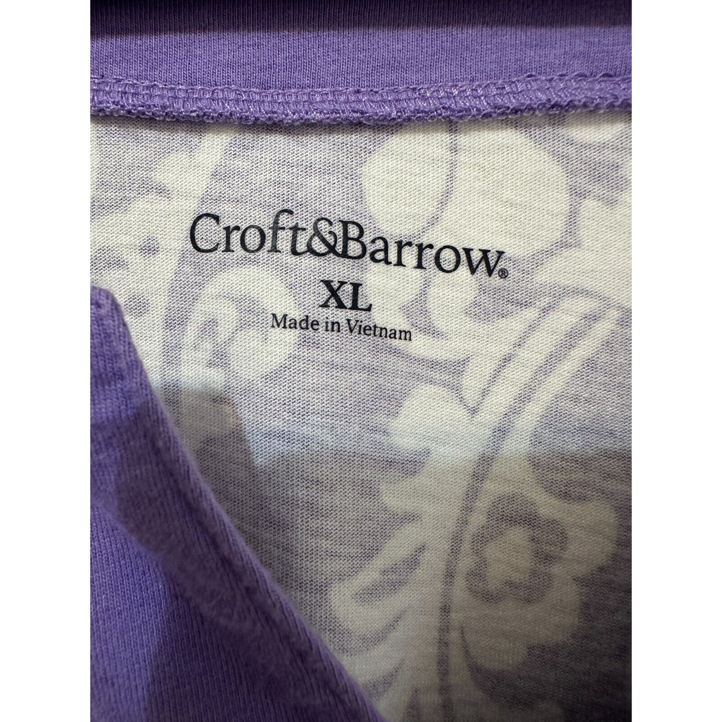 Croft & Barrow Woman Floral Embroidered Top Sz XL 3/4 Sleeve Purple Boho Travel