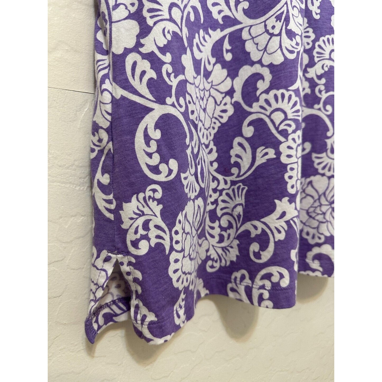 Croft & Barrow Woman Floral Embroidered Top Sz XL 3/4 Sleeve Purple Boho Travel