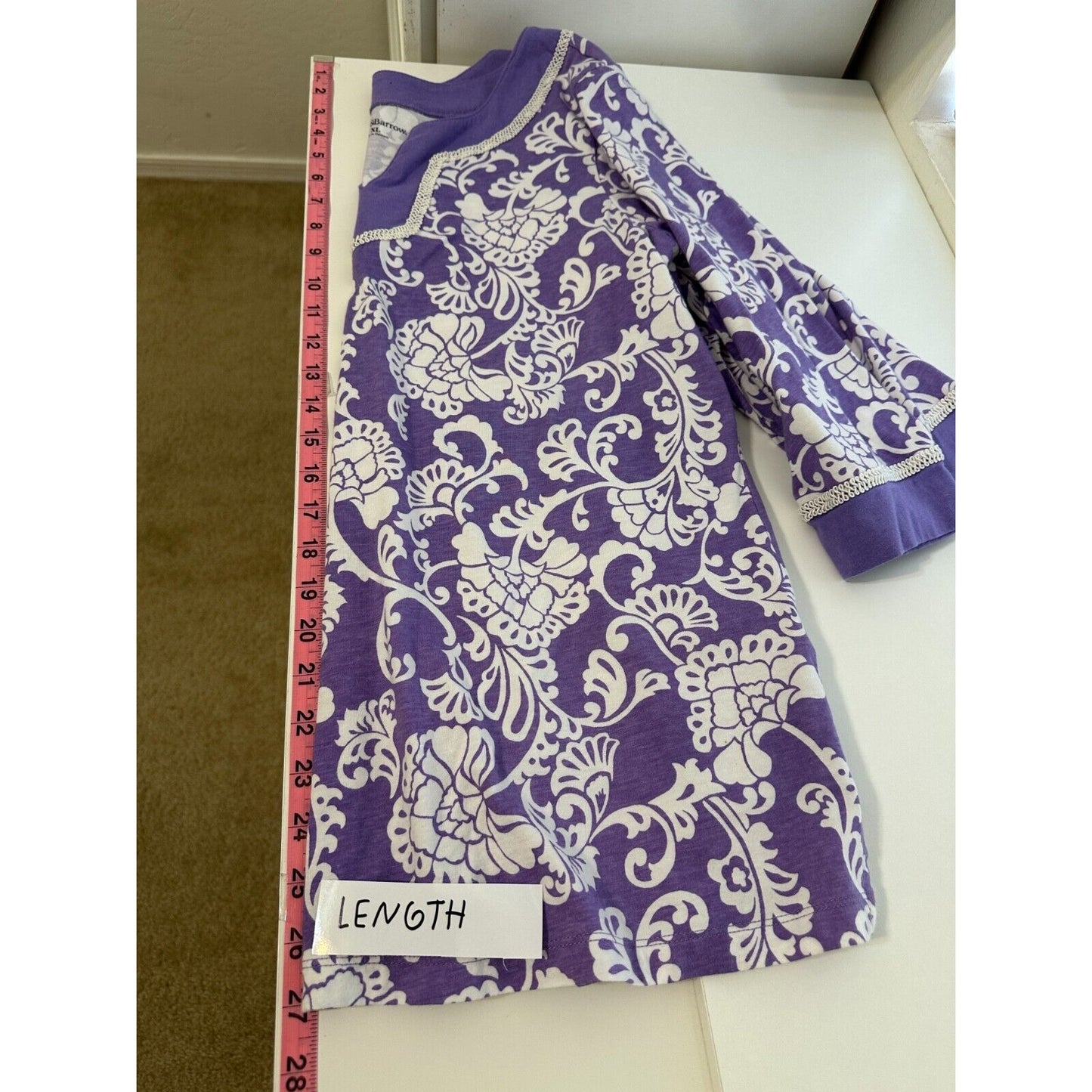 Croft & Barrow Woman Floral Embroidered Top Sz XL 3/4 Sleeve Purple Boho Travel