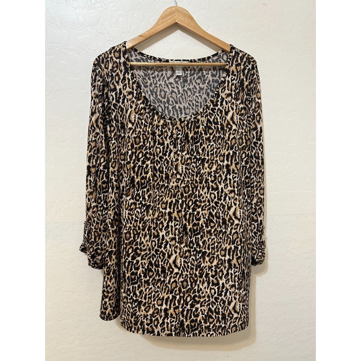 Dressbarn Womans Animal Print Top Size 3X Stretch Old money Y2K Mob Wife Office