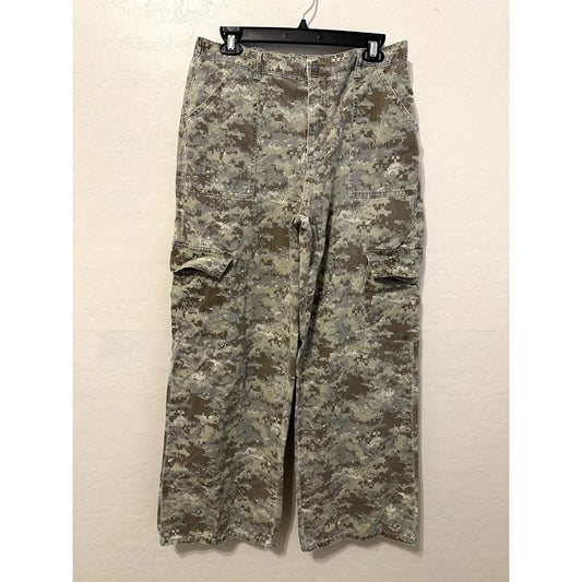 Forever 21 Womans Camo Wide Cargo Pants SIze XL Boho Grunge Hipster Tactical Y2K