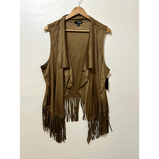 Ana Womans Fringe Vest Size XL Western Festival Beachy Boho Y2K Equestrian