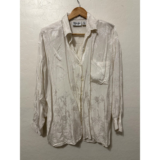 Red Hot Womans Vintage Floral Button Up Top Size 18 Old Money Quiet Luxury